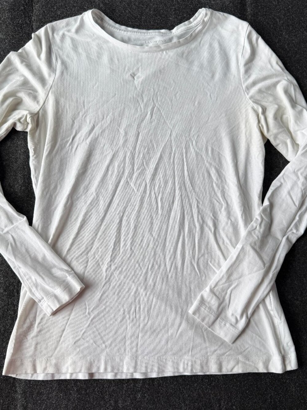 Lands' End White Long Sleeve Crew Neck Tee Women's Small
